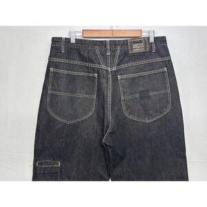 Marithe Francois Girbaud Baggy Jeans Mens Black Cotton Button Fly 36" Waist Y2K